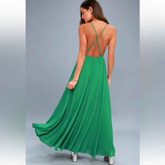 Lulus Mythical Kind of Love Green Maxi Dress small open back - Picture 3 of 10